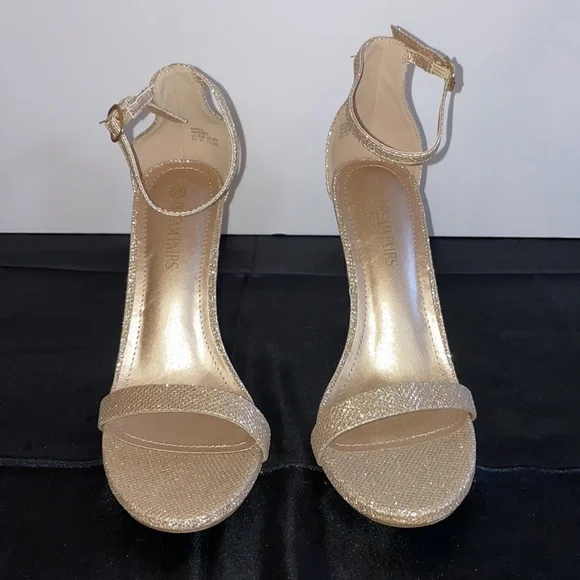 DREAM PAIRS Women's Glitter Gold Ankle Strap High Stiletto Heels Pumps Heel - Picture 4 of 14
